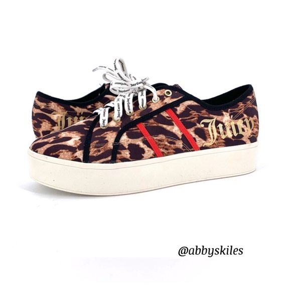 Juicy Couture Bouncy Animal Print Platform Sneakers Shoes Size 11 Y2K - Picture 1 of 13